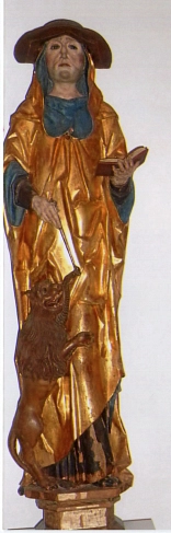 Apostel Hieronymus trägt einen goldenen Ornat und den Hut eines Kardinals © Rudolf Priemer