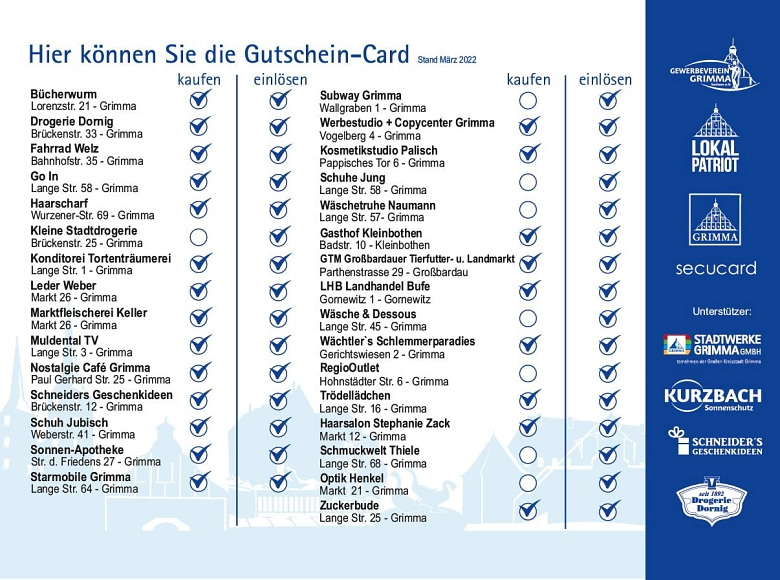 Grimma-Card Stand 3.2022 © Gewerbeverein Grimma