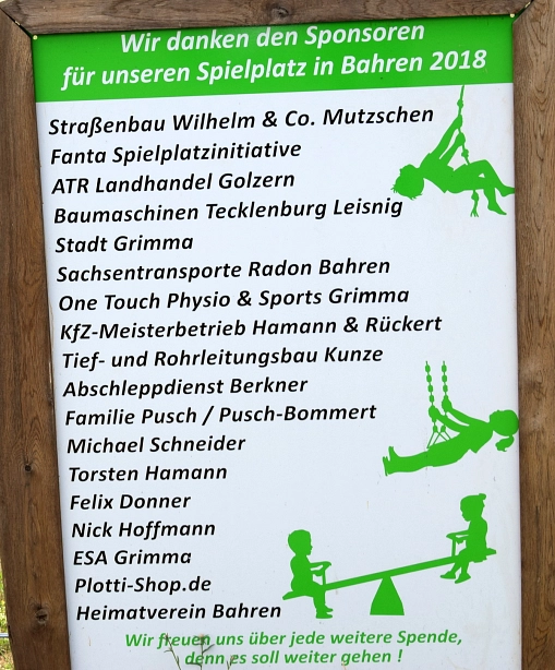 Bahren Sponsoring-Schild Spielplatz © Stadt Grimma
