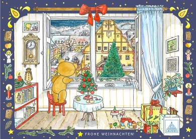 Weihnachtsmarkt Teddy aus fenster Logo Grimma © Gisela Gramsch